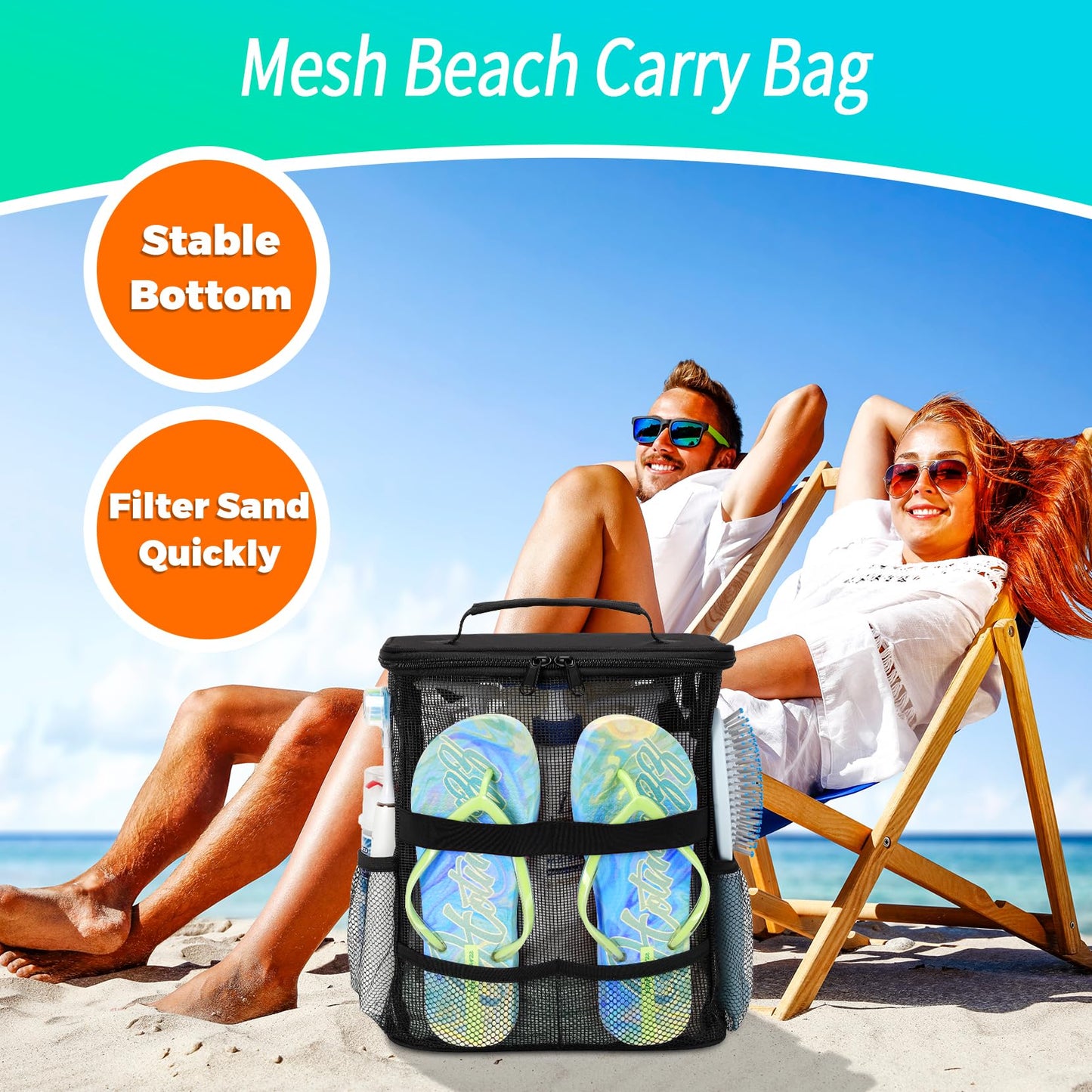 Dorm Room Essentials for Guys Girls Boys, Quick Dry Mesh Shower Caddy Portable, Large Capacity Shower Bag with Hanging Hook, Bathroom, Gym, Swimming, Travel, Beach, Camping, College Student Essentials