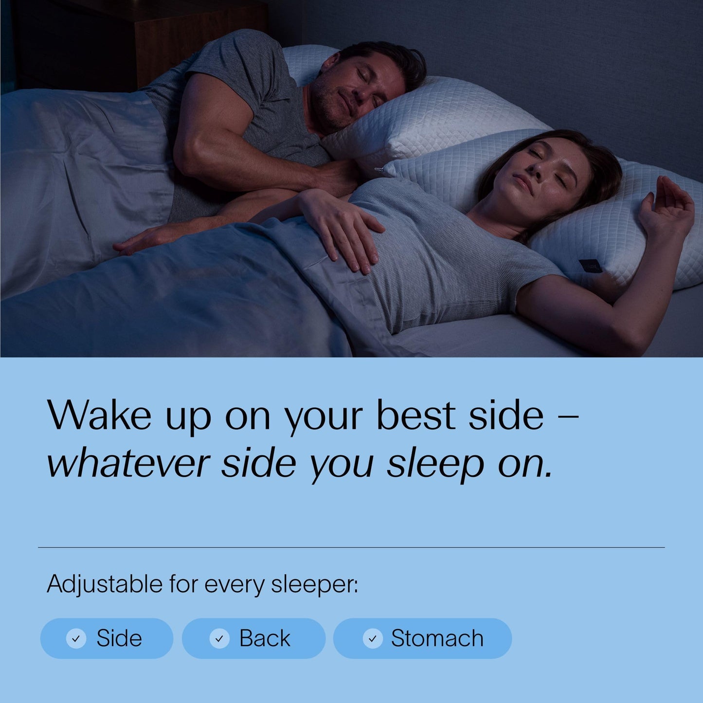 DreamyBlue Signature Pillow w/Adjustable Loft • Shredded Memory Foam Fill • Neutral Alignment for Side, Back, and Stomach Sleepers • Washable Bamboo Rayon Cover • CertiPUR-US Certified Foam (Queen)