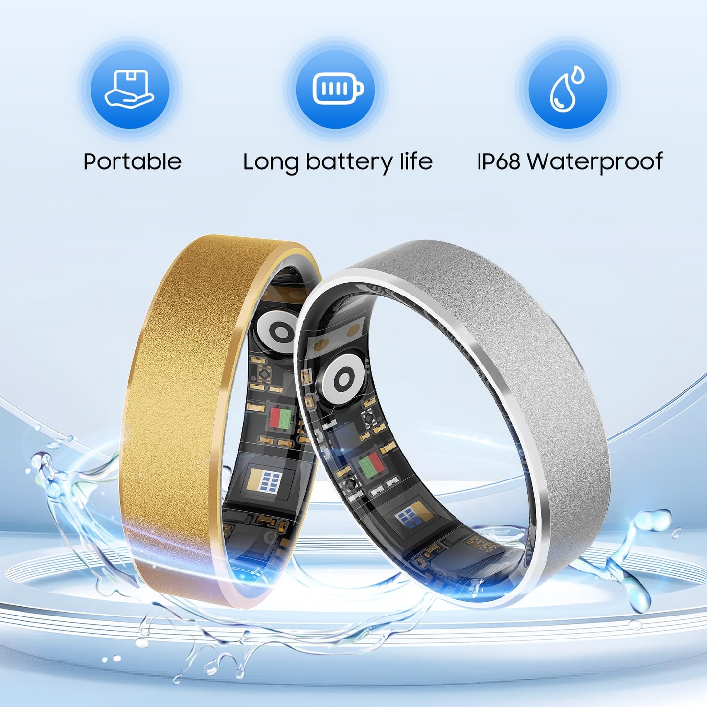 prxxhri Smart Health Ring, Featuring Stress and Sleep Monitoring Functions, Compatible with iOS and Android,Waterproof Fitness Tracker for Women & Men, No Subscription Fee. (Rose Gold, 10)