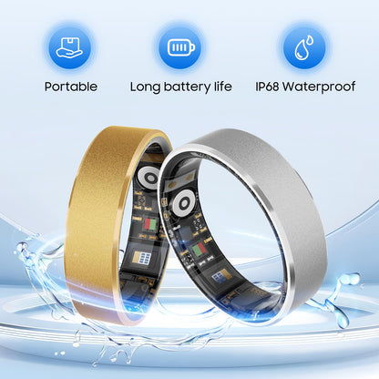 prxxhri Smart Health Ring, Featuring Stress and Sleep Monitoring Functions, Compatible with iOS and Android,Waterproof Fitness Tracker for Women & Men, No Subscription Fee. (Rose Gold, 10)