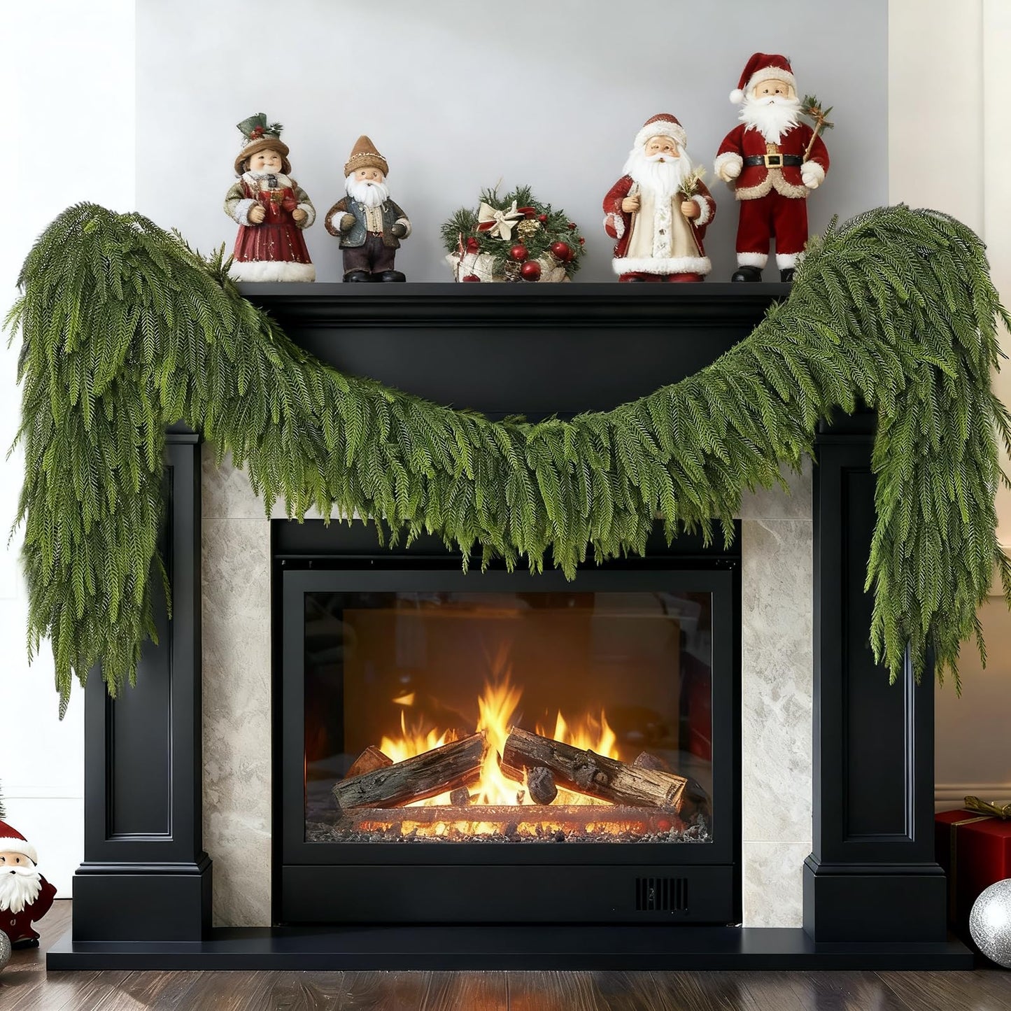 5FT Christmas Norfolk Pine Garland -1PCS, Artificial Pine Needles Garlands Faux Greenery Fake Garland for Holiday Fireplace,Table,Window,Stairs,Mante,Indoor Outdoor Decor