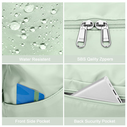 Travel Duffel Bag, Double Expansion Sport Tote Gym Bag, Waterproof Weekender Carry On Overnight Bags for Women Men with Trolley Sleeve Wet Pocket Bag, MintGreen