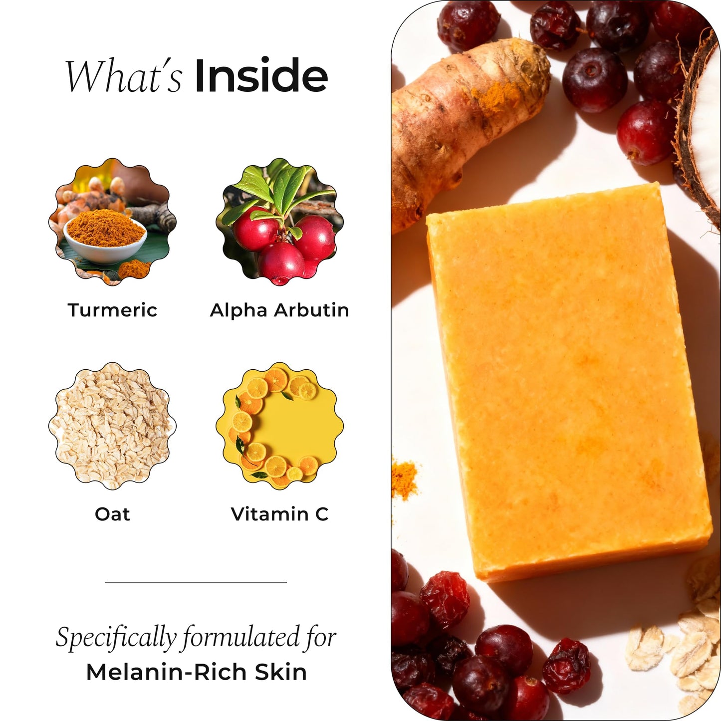 Glo Melanin Organic Turmeric Soap for Dark Spots, Soap for Face, All Natural Face Wash