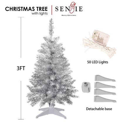 Mini Christmas Tree 3FT Artificial Desktop Xmas Tree for Holiday Decor 160 Branch Tips, Silver