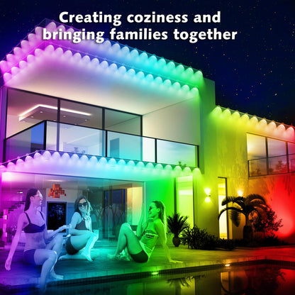 100FT Permanent Outdoor RGB Lights,IP67 Waterproof Smart LED Eaves Lights with App/Remote Control,for Christmas and All Holiday Decor,Daily and Accent Lighting,House Roof and Garden Lighting