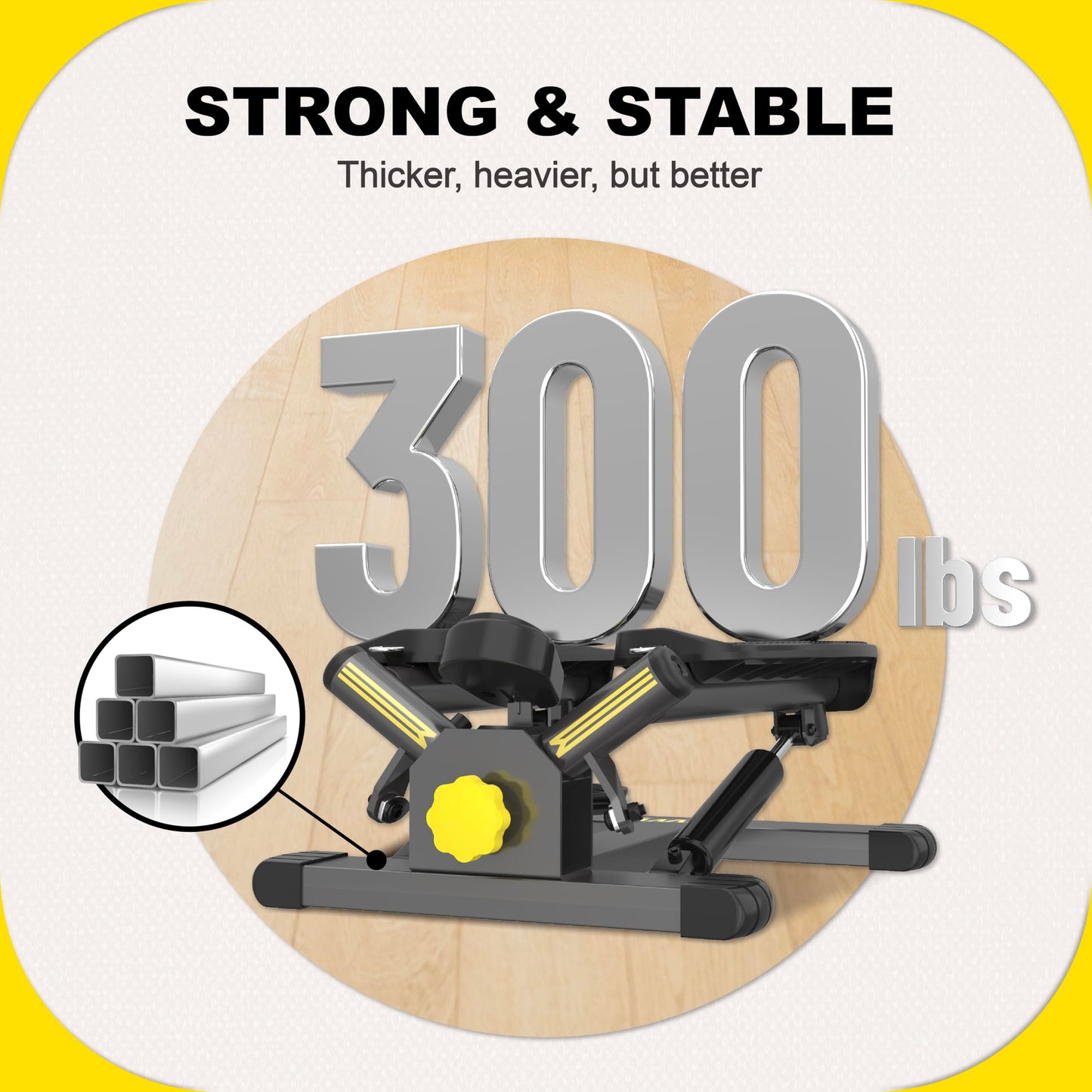 Twist Stepper with Resistance Bands & Handlebar & Mat, Mini Stepper with 300LBS Weight Capacity, Twist Stepper for Full Body Workout, Adjust Step Height, Smooth & Quiet, Step Machine…