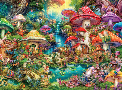 Buffalo Games - Aimee Stewart - Merry Mushroom Village Picnic - 1000 Piece Jigsaw Puzzle for Adults Challenging Puzzle Perfect for Game Nights - Finished Puzzle Size is 26.75 x 19.75