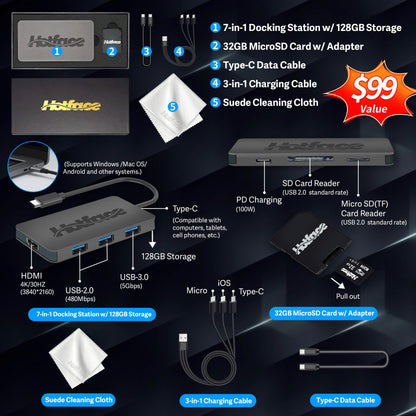 HP Flagship 14" HD Laptop with 1 Year Office 365 | 16GB RAM | 1.22TB Storage(64GB EMMC & 160GB Docking Station Set & 1TB Cloud Storage) | Intel 4-Core Processor | Webcam | Win 11s | Blue