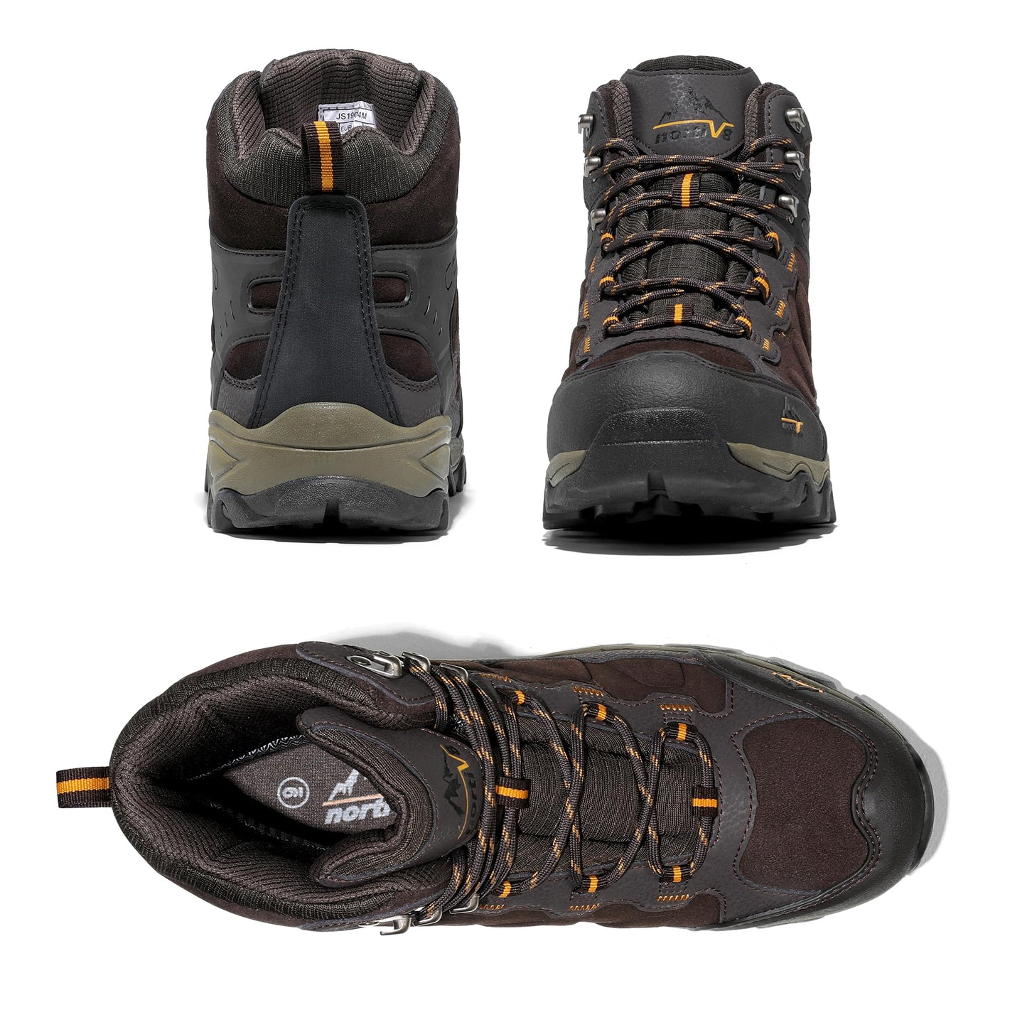 NORTIV 8 Men's Hiking Boots Waterproof Trekking Outdoor Mid Backpacking Mountaineering Shoes Size 10 M US BROWN JS19004M