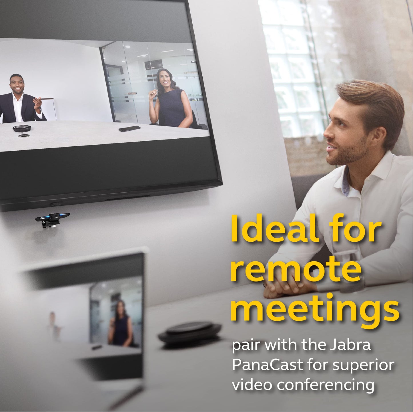 Jabra Speak 750 UC Wireless Bluetooth Speakerphone with Link 370 USB Adapter – Portable Conference Speaker for Holding Meetings Anywhere with Premium Audio - Certified for Zoom & Google Meet