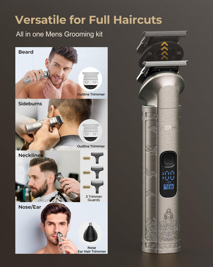 Vgrpro Hair Clippers for Men Professional, Cordless Hair Clippers for Hair Cutting, Mens Clippers and Trimmers Set, Electric Hair Trimmer for Men with Package Box (Silver)