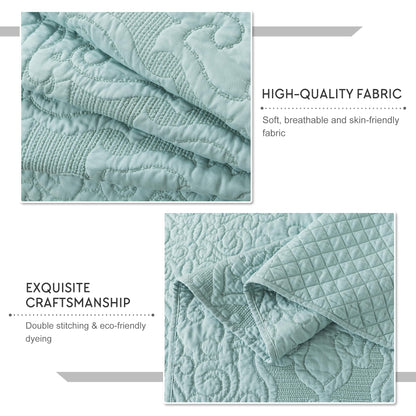 Travan 3-Piece Queen Quilt Set Quilted Bedspread Oversized Microfiber Lightweight Bedspread Coverlet Set with Shams Bedding Set for All Season, Blue, Queen Size
