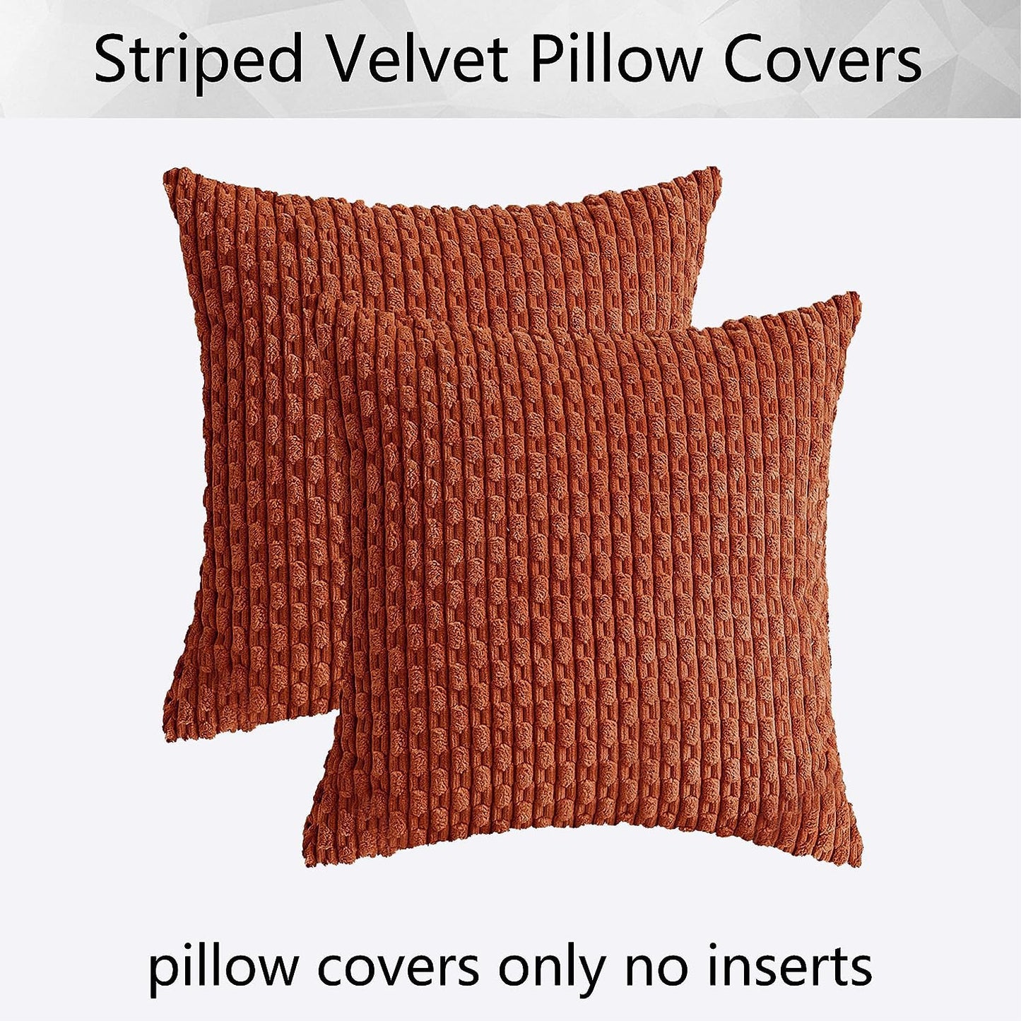 Kevin Textile 2 Packs Boho Decorative Throw Pillow Covers 18x18 Inch for Living Room Couch Bed Sofa Rustic Modern Farmhouse Home Decor Soft Corduroy Rust Square Cushion Case 45x45 cm