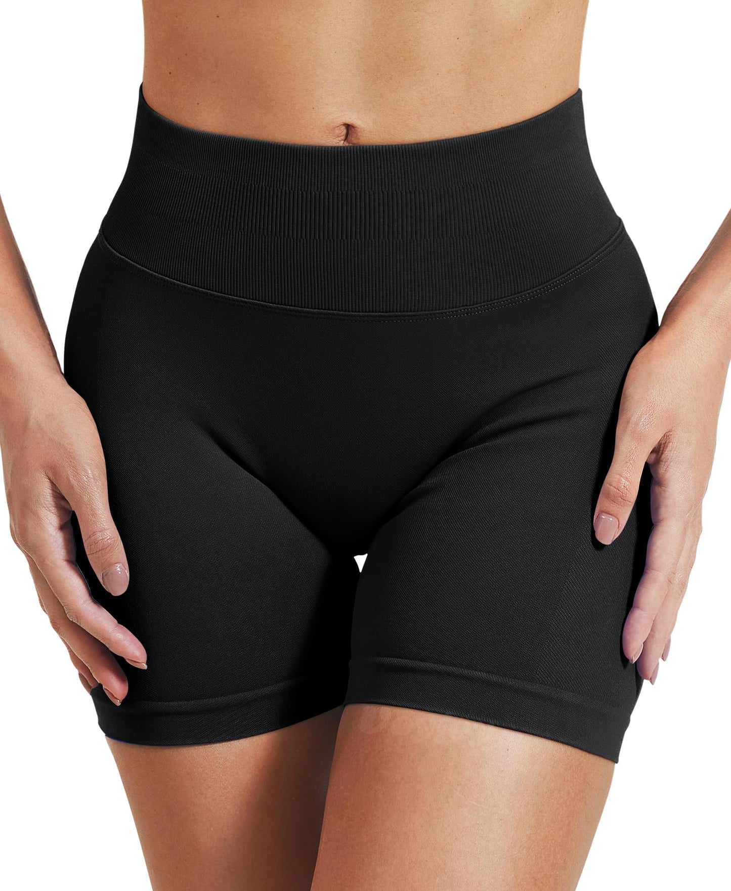 VOYJOY Women Workout Impact Shorts 3.6"/ 4.5"/ 6" Scrunch Butt Lifting Gym Shorts Seamless Booty Biker Shorts Black