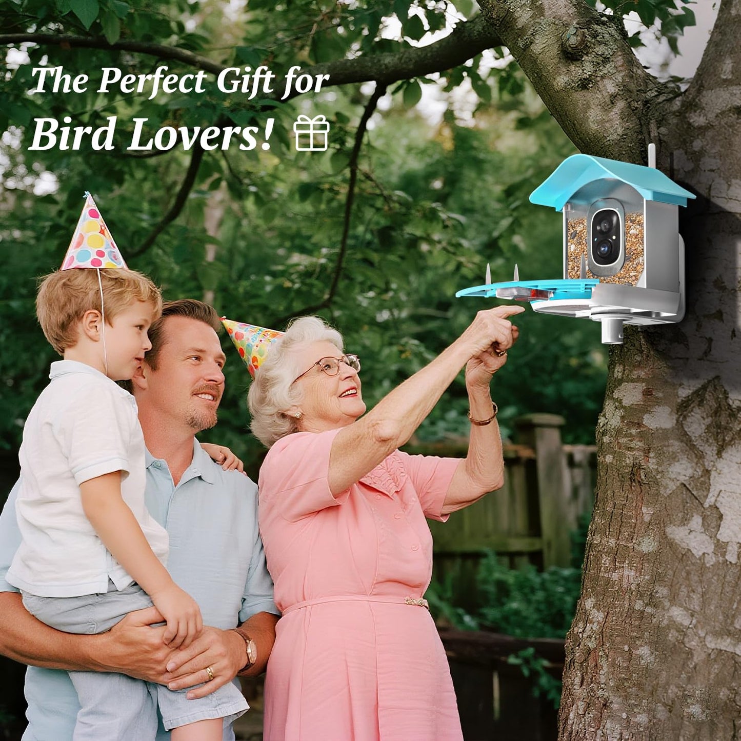 DOCOON Smart Bird Feeder with Camera, 2K HD AI Identify Birds Species, Bir d Watching Camera with Solar Panel, Auto Capture Bird Videos & Instant Notifications, Ideal Present for Bir d Lover, Blue