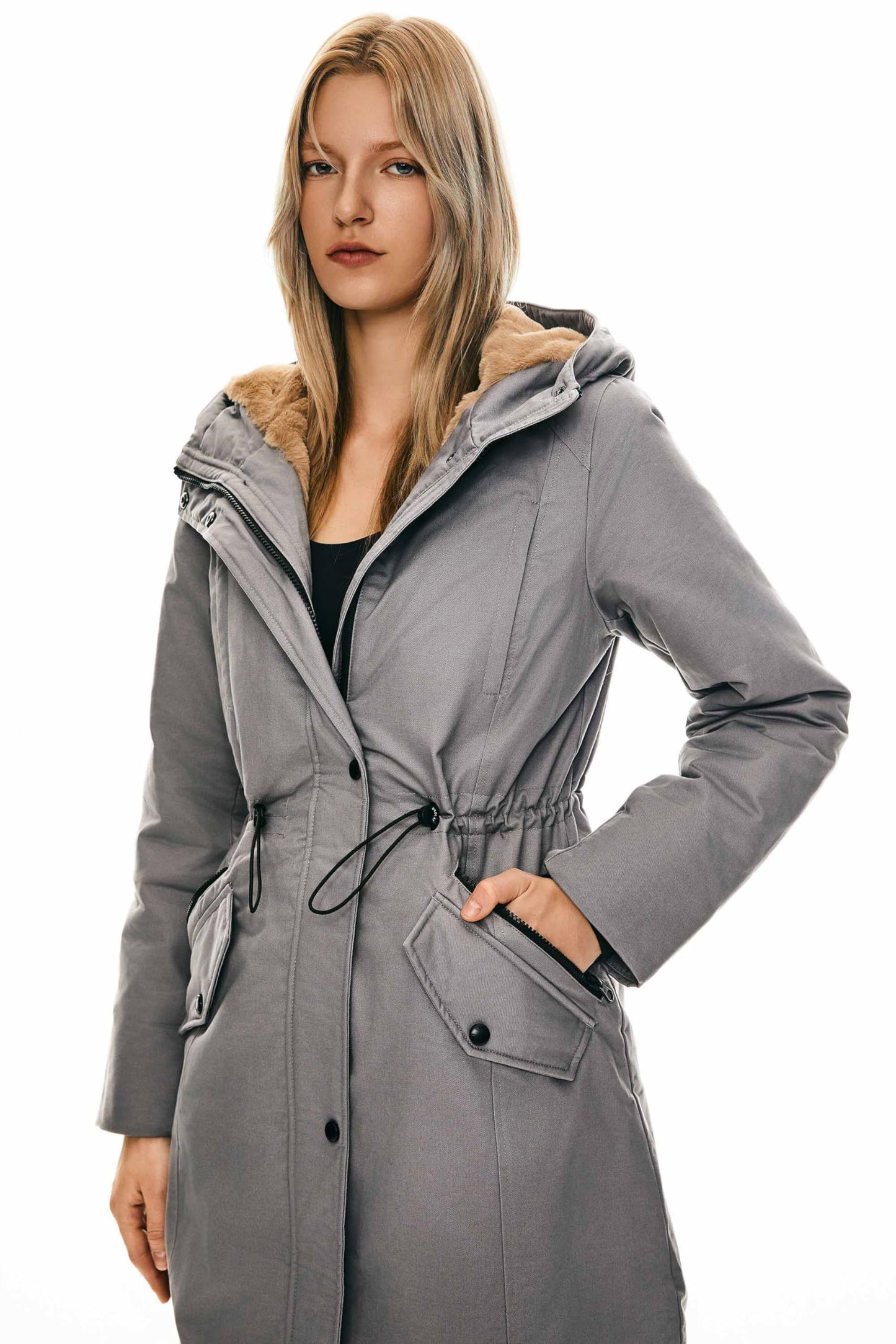Orolay Women's Thicken Fleece Lined Parka Winter Coat Hooded Jacket with Pockets Brushed Nickel XL