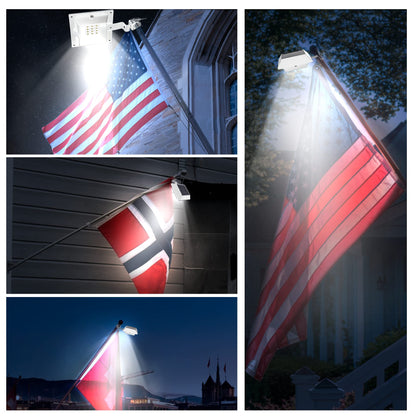 Solar Flag Pole Light, Bright White 6000k Flagpole Light Upgrade Solar Powered for 5ft 6ft Flag Pole,Waterproof Outdoor Dusk to Dawn Led Solar Lights,Outside House Garden Yard American Flags Decor