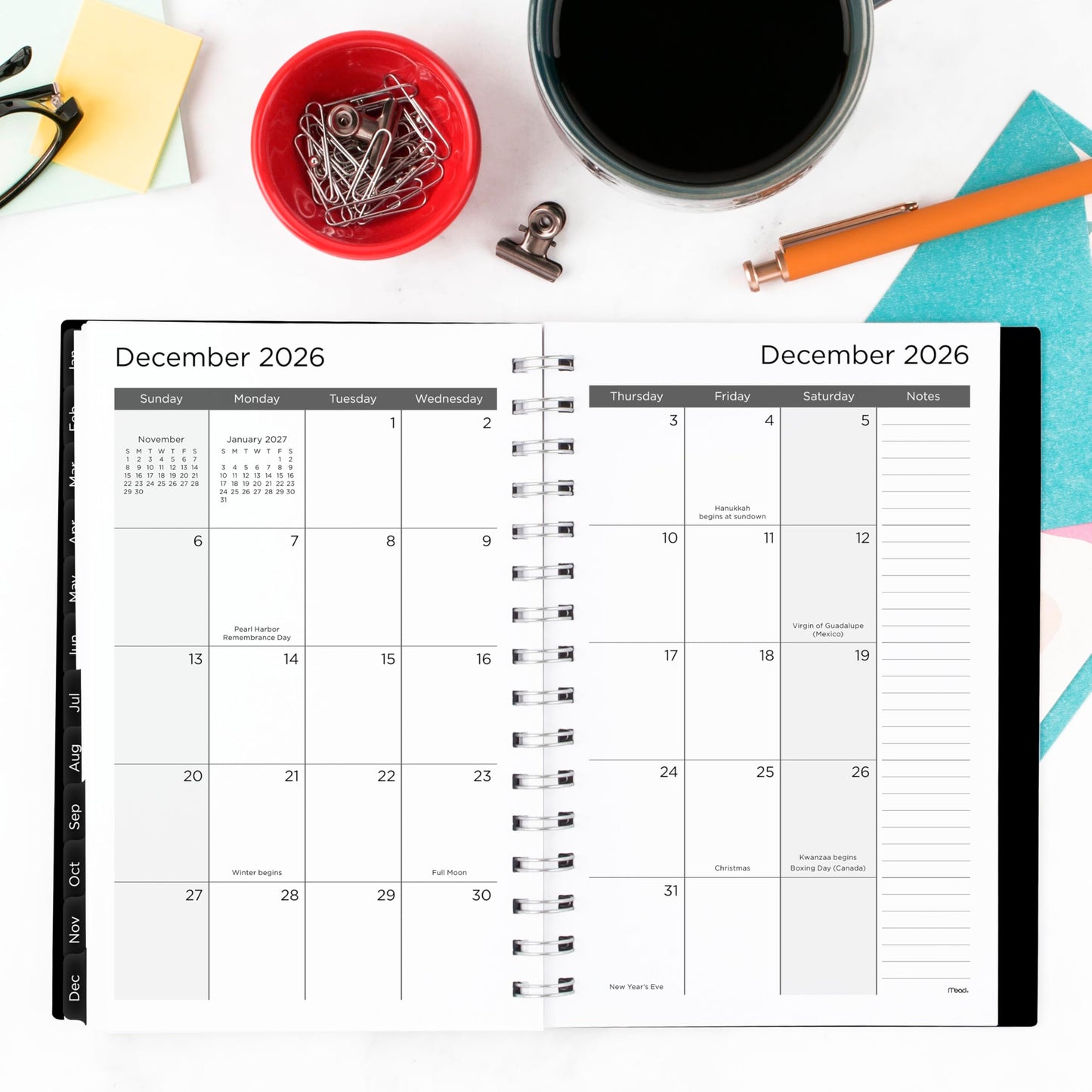 Mead 2026 Planner, Weekly & Monthly, 15-Month, 5-1/2" x 8-1/2", Small, Basic, Black (CRW4200526)
