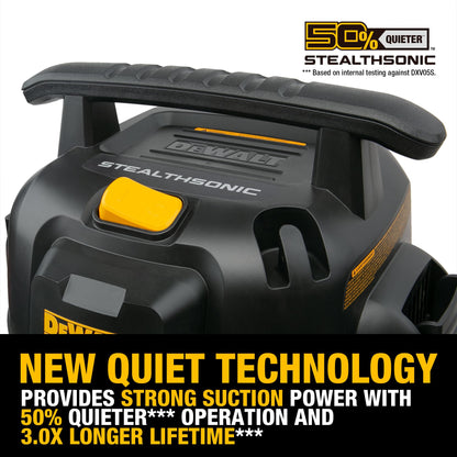 DEWALT 5 Gallon 4 HP STEALTHSONIC Shop Vacuum Wet and Dry DXV05S-QTB Ultra Quiet Stainless Steel Wet/Dry Vacuum Cleaner with Powerful Suction for Garage, Jobsite, and Workshop