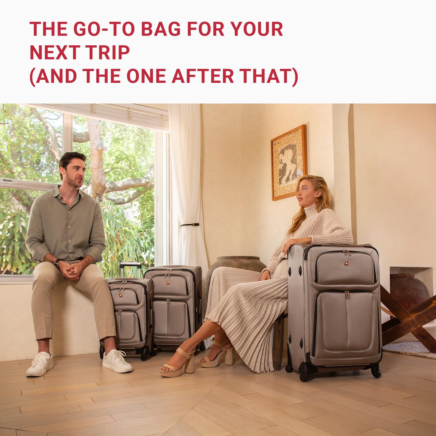 SwissGear Sion Softside Expandable Roller Luggage, Pewter, 3-Piece Set (21/25/29)