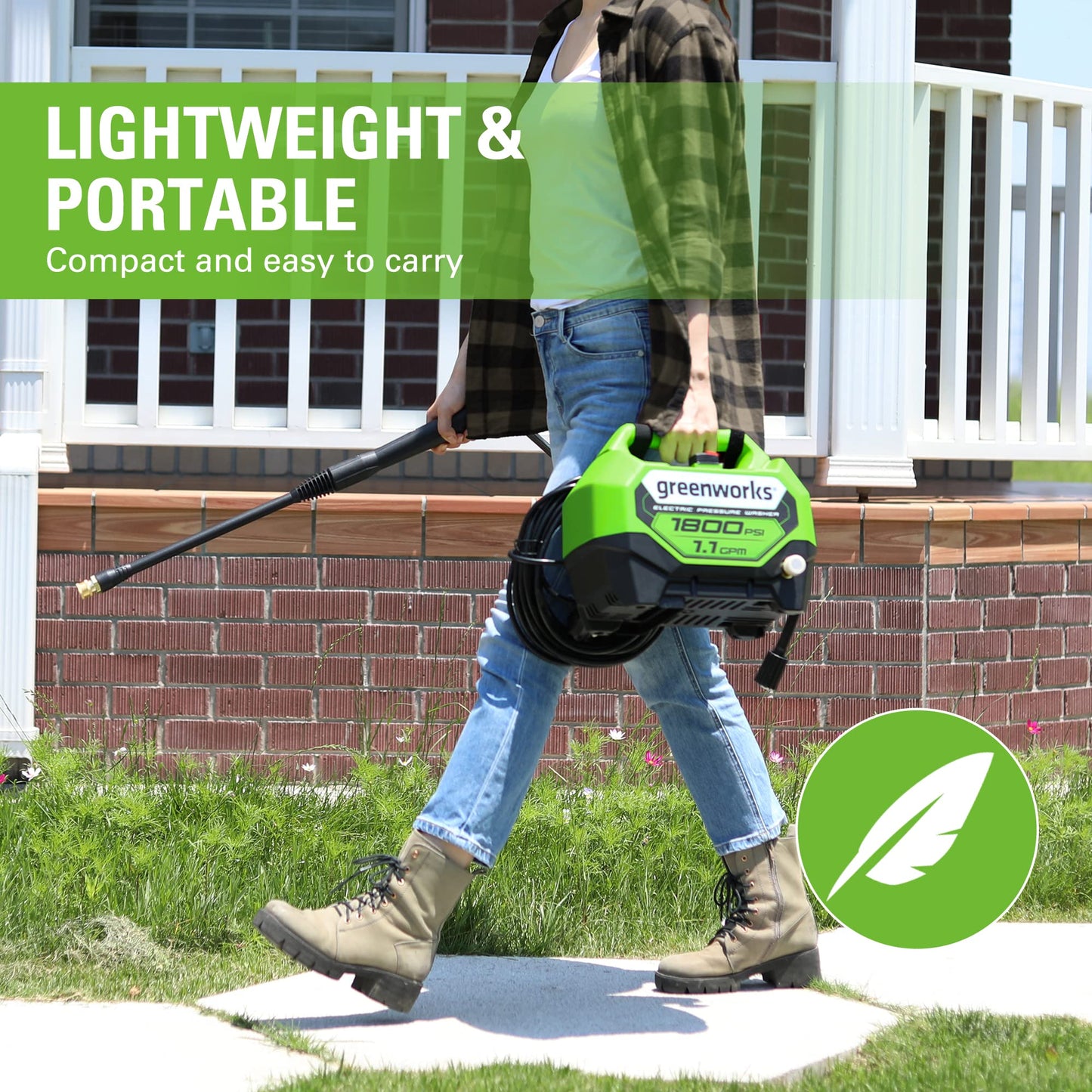 Greenworks 1800 PSI (1.1 GPM) Electric Pressure Washer PWMA Certified