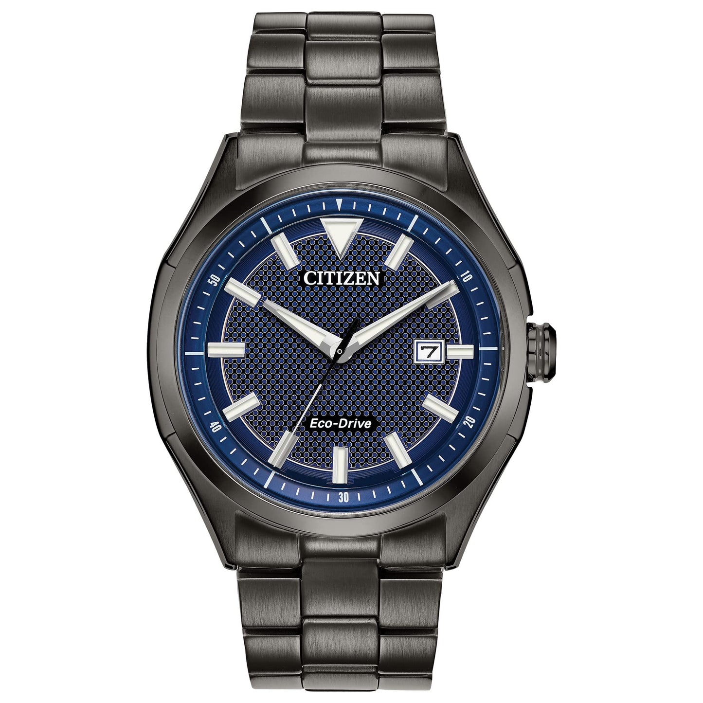 Citizen Men's Eco-Drive Weekender 3-Hand Date Watch in Black IP Stainless Steel, Blue Dial (Model: AW1147-52L)