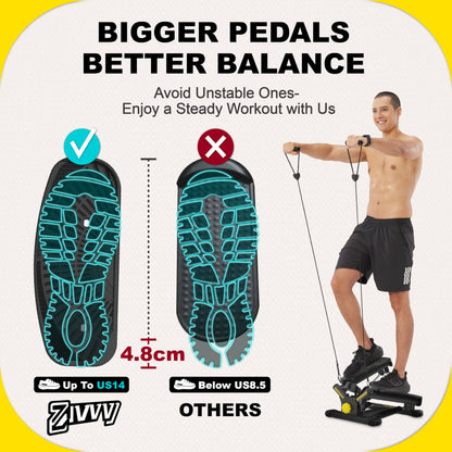 Twist Stepper with Resistance Bands & Handlebar & Mat, Mini Stepper with 300LBS Weight Capacity, Twist Stepper for Full Body Workout, Adjust Step Height, Smooth & Quiet, Step Machine…