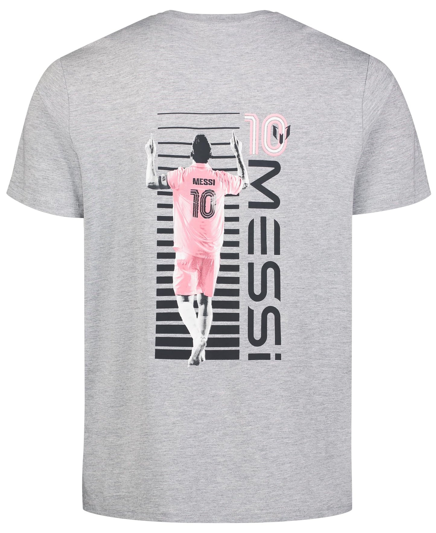 MESSI Men's Lifestyle Short Sleeve T-Shirt, Standard Fit Graphic Tee, Cotton Jersey Knit, Heather Grey