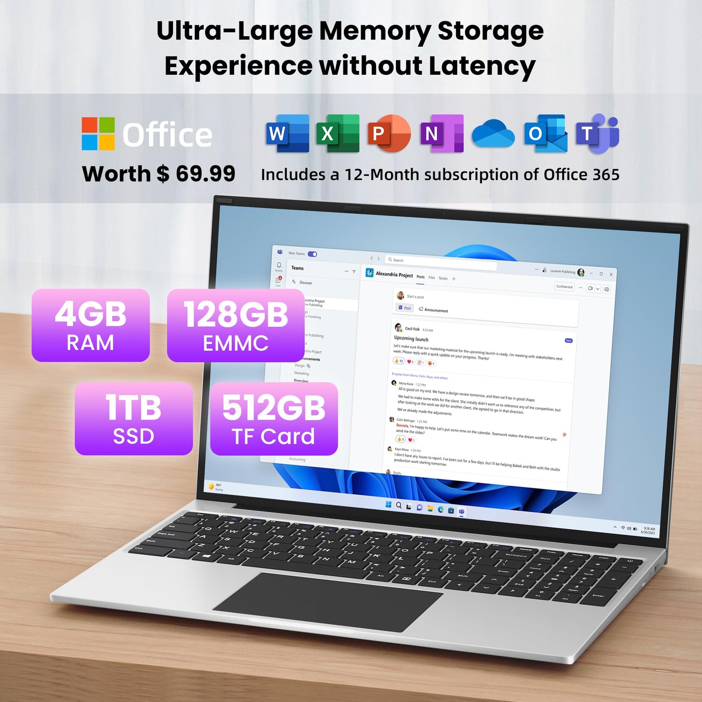 jumper Laptop, 16 Inch FHD IPS 1200p Screen, 5305U Processor, Office 365 1-Year Subscription, 4GB RAM 128GB Storage, Windows 11 Computer with Stereo Speakers, 1TB SSD Slot Expansion, HDMI.