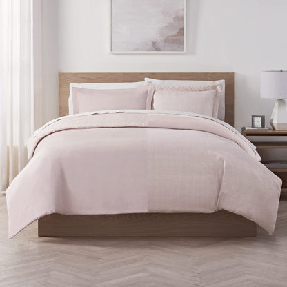 Serta Supersoft Cooling 3 Piece Reversible Duvet Set with Pillow Covers for All Season, Full/Queen, Sepia Rose