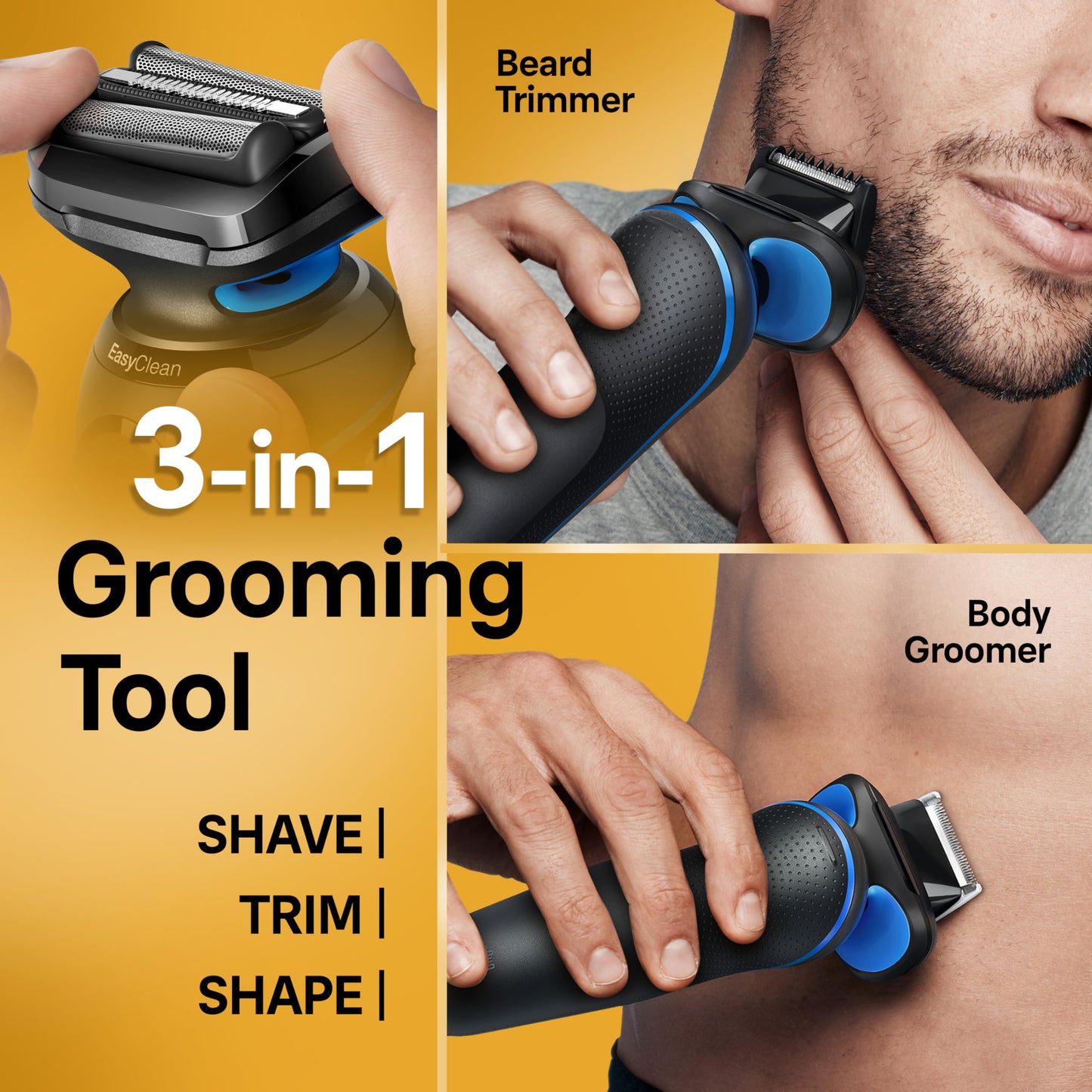 Braun Electric Shaver for Men, Series 5 5150cs, Wet & Dry Shave, Turbo Shaving Mode, Foil Shaver, with Beard Trimmer, Body Groomer and Charging Stand, Blue