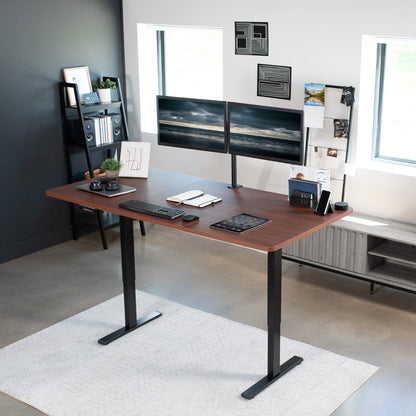 VIVO Electric 71 x 36 in Standing Desk, Memory Height Adjustment, 1B Series, Dark Walnut Top Black Frame, DESK-KIT-1B7D-36