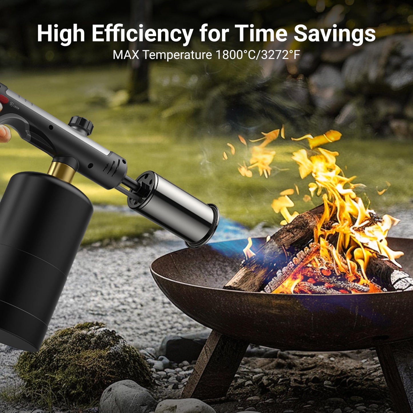 ThermoMaven Propane Torch with One-Touch Max Fire, Cooking Blow Torch Gun with a Safety Lock, Charcoal Lighter, Flame Thrower, Kitchen Food Torch Head for Grill, Sous Vide, BBQ (Tank Not Included)