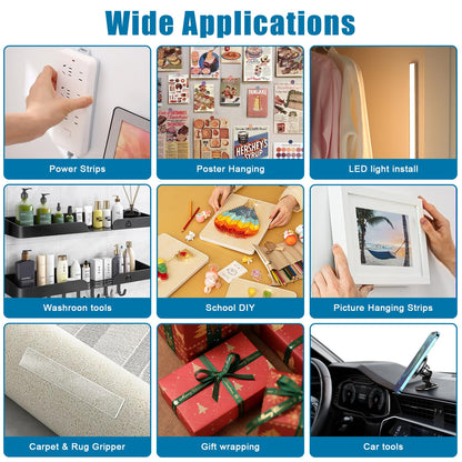 Double Sided Tape 1in X 9.85ft，Heavy Duty Removable Mounting Tape, Picture Hanging Adhesive Strips