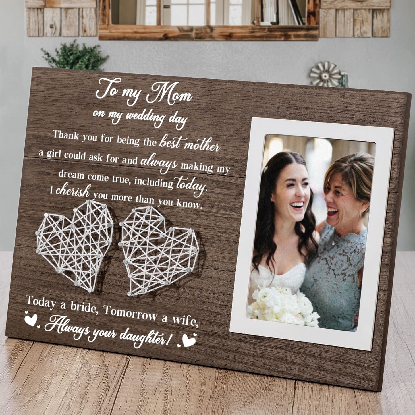 Mother of the Bride Gifts for Mom, Mother of Bride Gifts from Daughter - to My Mom on My Wedding Day Mother of the Groom Gifts Bride to Be Wedding Stuff Bride Accessories for Wedding Day Picture Frame