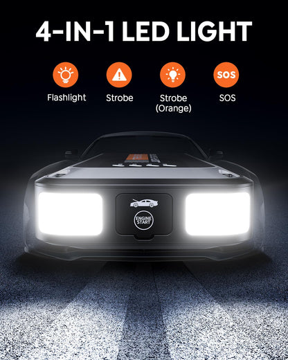 TREKURE Portable Car Battery Jump Starter 3500A 16800mAh Jump Box, Car Battery Jumper Starter Portable Jumper Cables for car(8.0L Gas/6.5L Diesel), Fast Charge, Lights, Compact