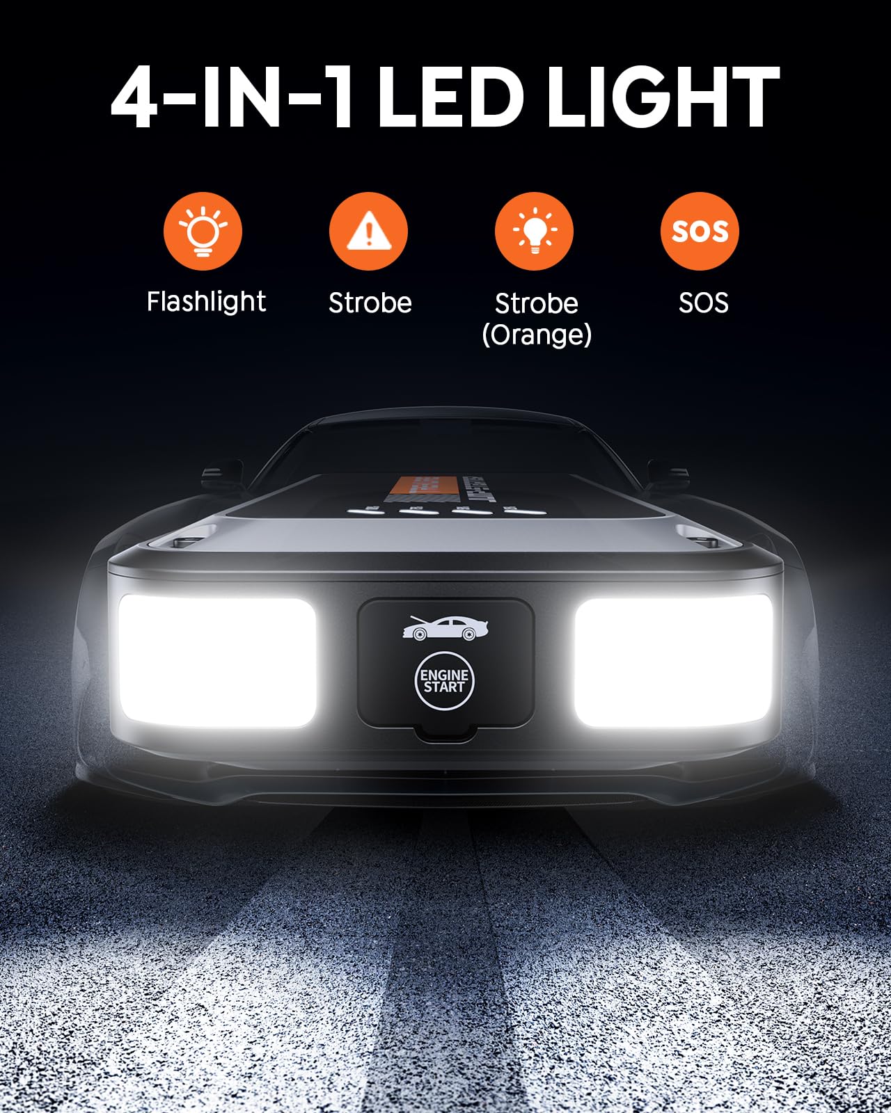 TREKURE Portable Car Battery Jump Starter 3500A 16800mAh Jump Box, Car Battery Jumper Starter Portable Jumper Cables for car(8.0L Gas/6.5L Diesel), Fast Charge, Lights, Compact