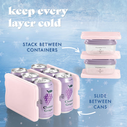 Cool Coolers by Fit & Fresh XL Slim Ice Packs, Quick Freeze Reusable Ice Packs for Lunch Boxes & Coolers, Long-Lasting, Space Saving Cooler Ice Packs, Light Pink, 4Pk