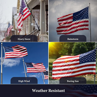 American Flags for Outside 3x5, Heavy Duty American Flag with Embroidered Stars, Thicken Nylon US Flag with Sewn Stripes Brass Grommets US Flags 3x5 Outdoor Made in USA High Wind All Weather Flags