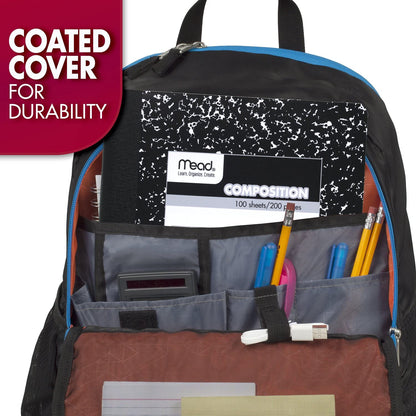 Mead Composition Notebook, 3 Pack, Wide Ruled Paper, 7-1/2" x 9-3/4", 100 Sheets per Comp Book, Black Marble (38301)