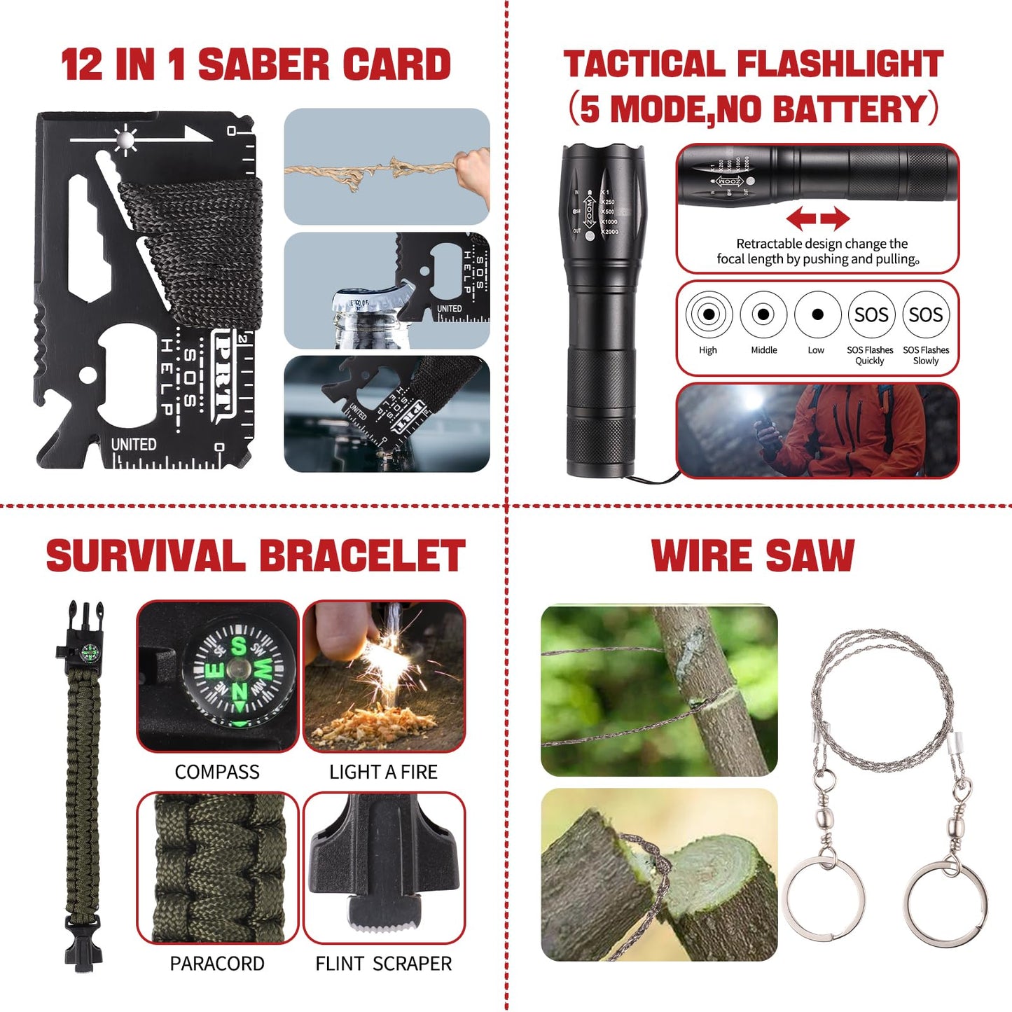 Vioview Emergency Survival Kit and First Aid Kit, Professional Survival Gear and Equipment Med Supplies with Molle Pouch and Emergency Tent, Outdoor Adventure, Hiking, Hunting, Gifts for Men Women