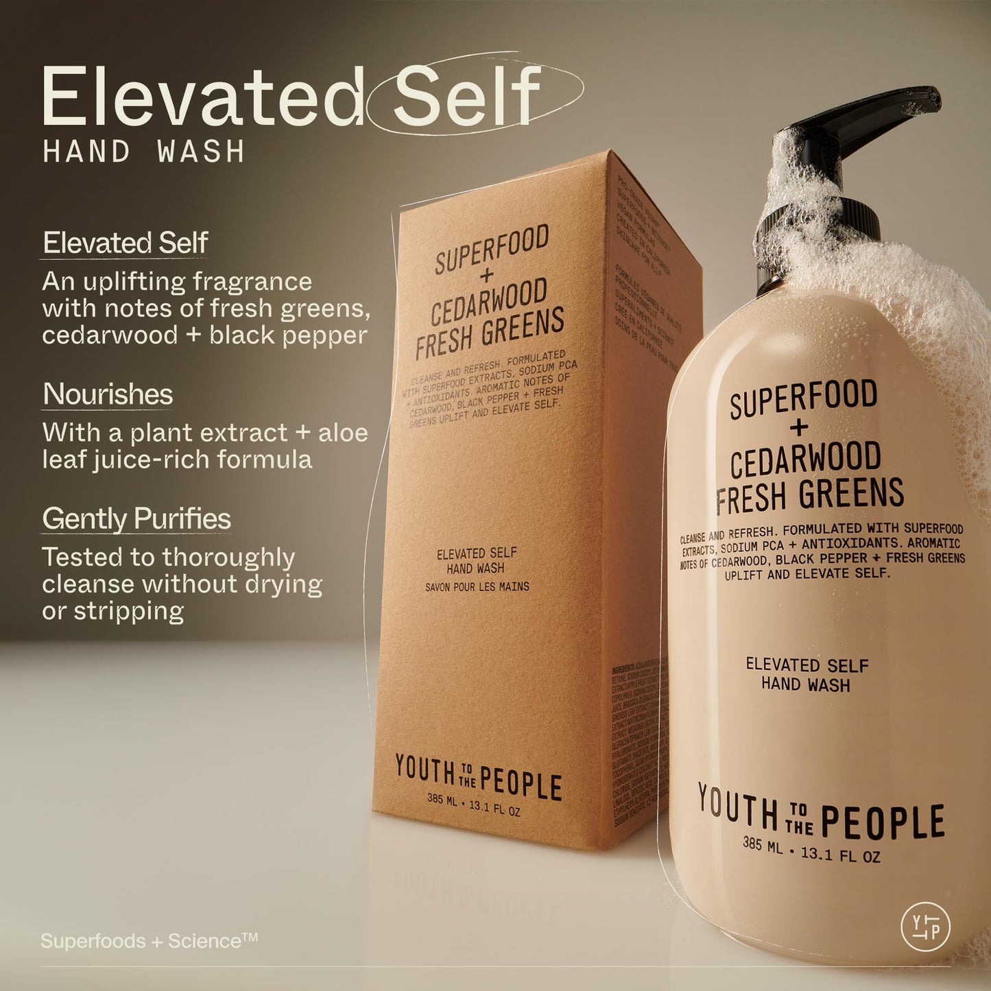 Youth To The People Superfood Antioxidant Hand Wash with Kale + Green Tea - Nourishing Gel Cleanser for Dry Hands - Aromatic Fragrance of Fresh Greens, Cedarwood, Black Pepper - Vegan (13.1 fl oz)