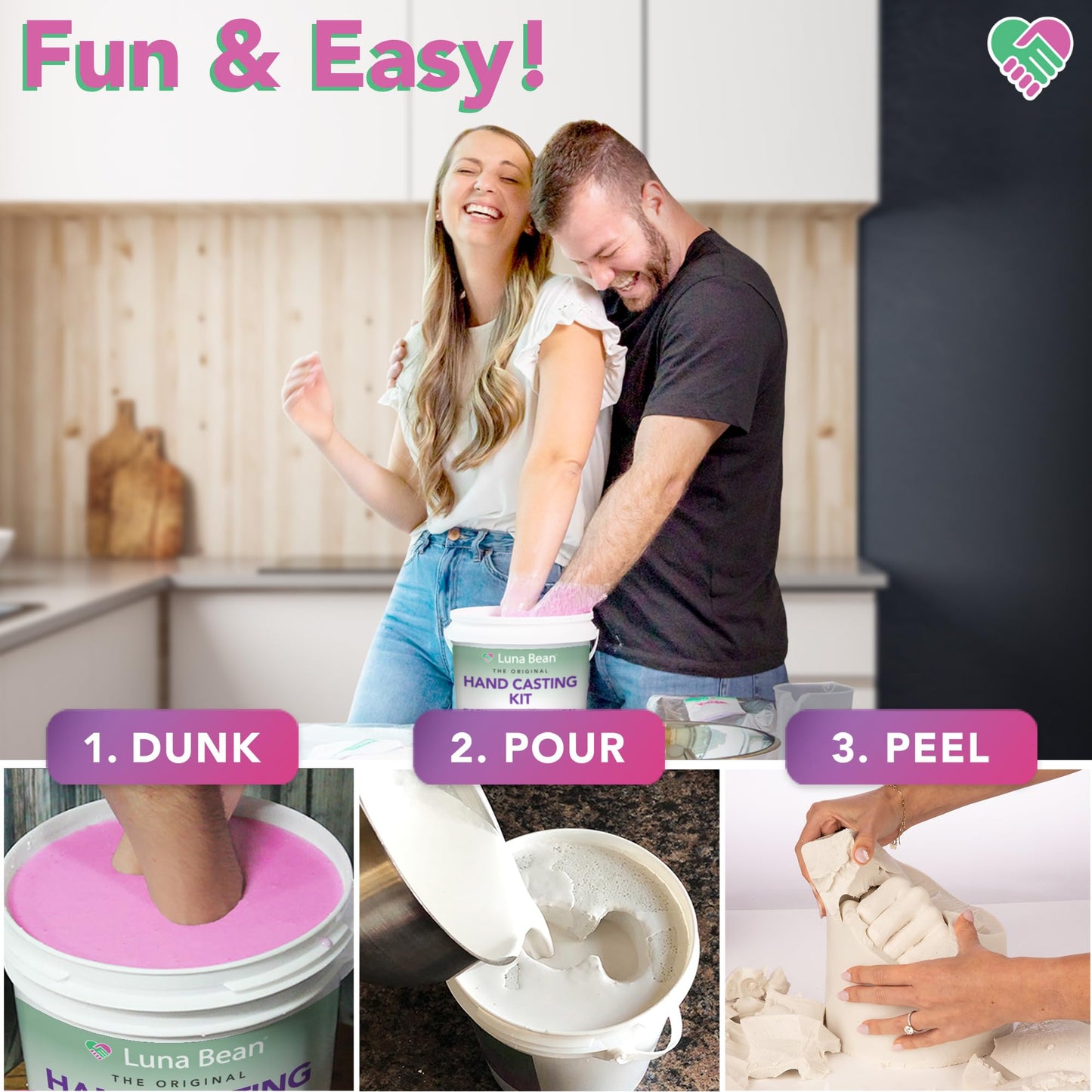 Luna Bean Hand Casting Kit – The Original Hand Mold Kit for Couples – Christmas Gifts for Women, Bridal Shower, Wedding, Engagement Gifts Her Him Anniversary Men Mom Wife Husband Boyfriend Girlfriend