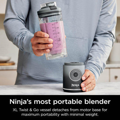 Ninja Blast Max, Portable Blender + Twist & Go, Personal Blender, Ninja Blender, Smoothie, Blend, Ice Crush, 3 Programs, Cordless, 22 oz removable Vessel, Dishwasher Safe, Leakproof, Grey, BC251GY