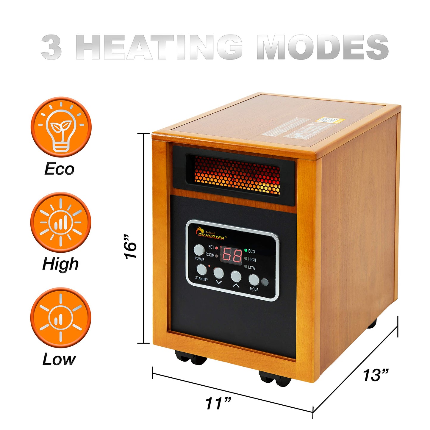 Dr Infrared Heater Portable Space Heater, Original, 1500-Watt, Cherry (Pack of 1)