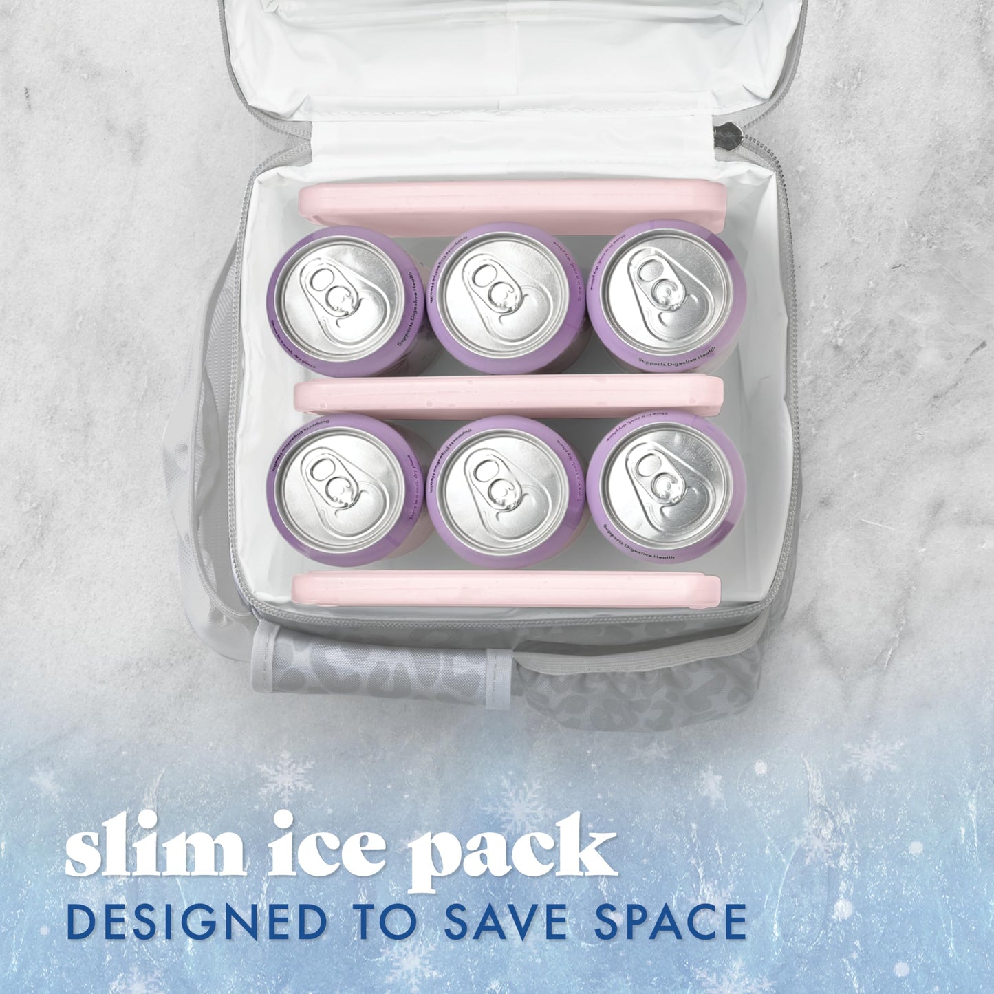 Cool Coolers by Fit & Fresh XL Slim Ice Packs, Quick Freeze Reusable Ice Packs for Lunch Boxes & Coolers, Long-Lasting, Space Saving Cooler Ice Packs, Light Pink, 4Pk