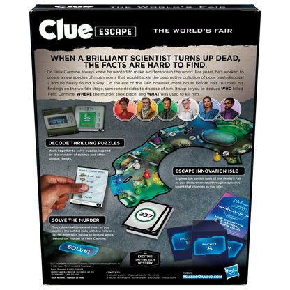 Clue Escape: The World’s Fair Board Game | Escape Room 1-Time Solve Mystery Games | Ages 10+ | 1 to 6 Players | 90 - 120 Mins.| Family Games