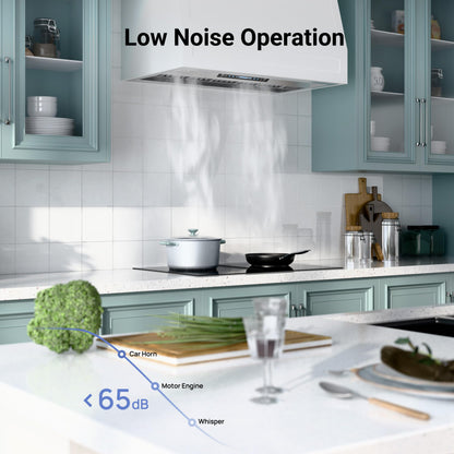 IKTCH 36 inch Built-in/Insert Range Hood 900 CFM, Ducted/Ductless Convertible Duct, Stainless Steel Kitchen Vent Hood with 2 Pcs Adjustable Lights and 3 Pcs Baffle Filters with Handlebar(IKB02-36'')
