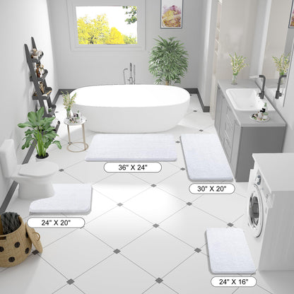 OLANLY Bathroom Rugs 59x35, Extra Soft Absorbent Chenille Bath Rugs, Rubber Backing Quick Dry, Machine Washable Bath Mats for Bathroom Floor, Tub and Shower, Home Decor Accessories, White