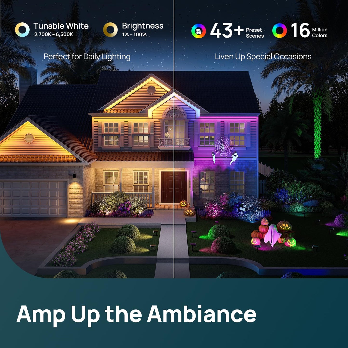 Linkind Smart Solar Spotlight SL5C, Color Changing Landscape Lighting, APP/Voice Control Solar Lights Outdoor, IP67 Waterproof Spot Lights Outdoor for Yard, Garden, Pathway(2 Pack)